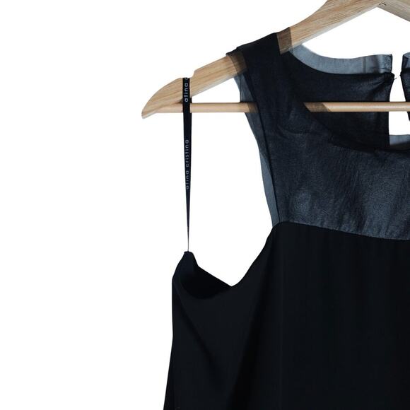 Atina Cristina Womens Tank Top M Black Asymmetrical Sheer Mesh Y2K Gothic Chic - Picture 3 of 15